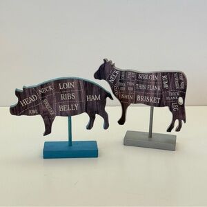 Butchers Cut Pig & Chicken Farmhouse Decor Set Kitchen Tools